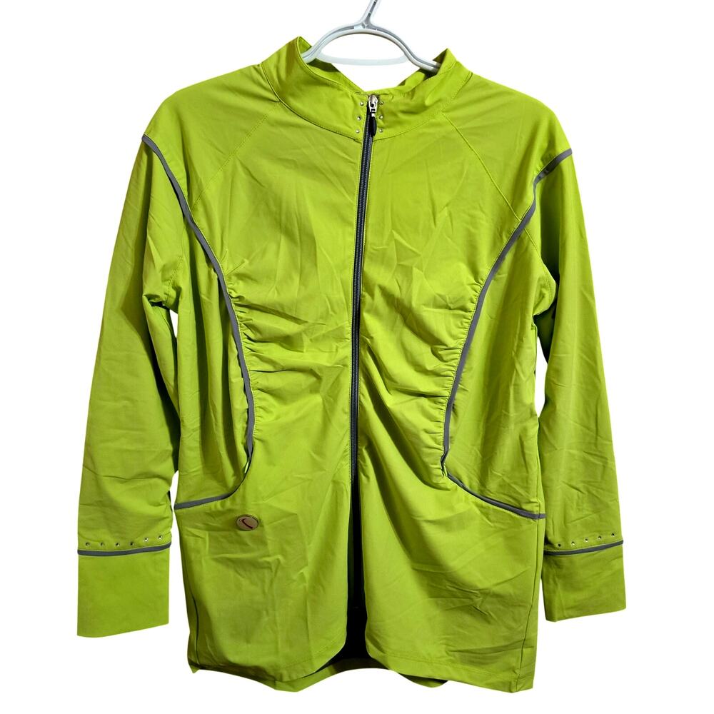 Swingdish Lime Green Asymmetrical Zipper Rhinestone Golf Jacket Large